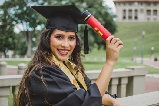 happy student with graduation cap