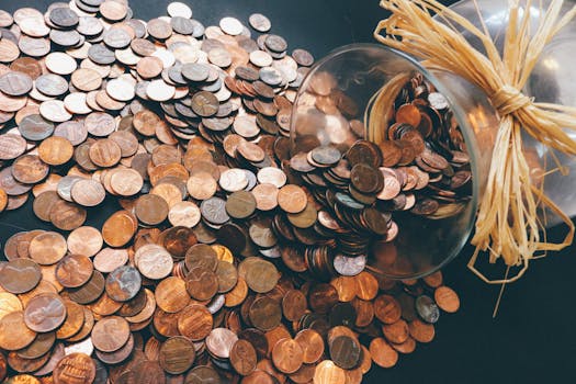 Savings jar filled with coins