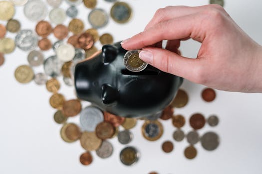 Image of a person putting money into a piggy bank