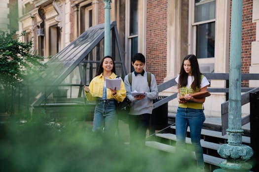 students studying in a community college