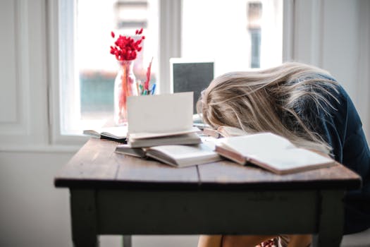 student studying while working