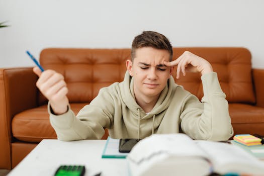 Student with a calculator