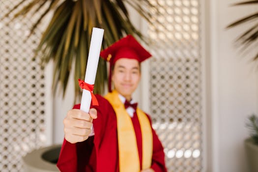 Student celebrating scholarship award