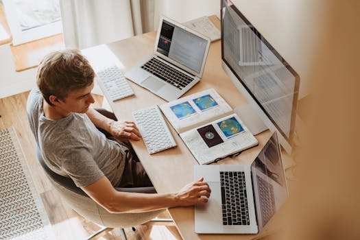 student working on laptop