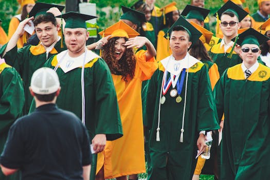 group of students celebrating graduation